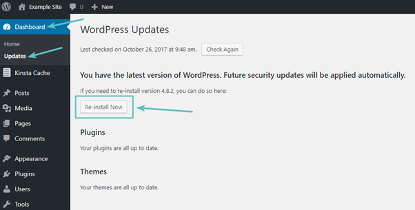 reinstall wordpress without losing data