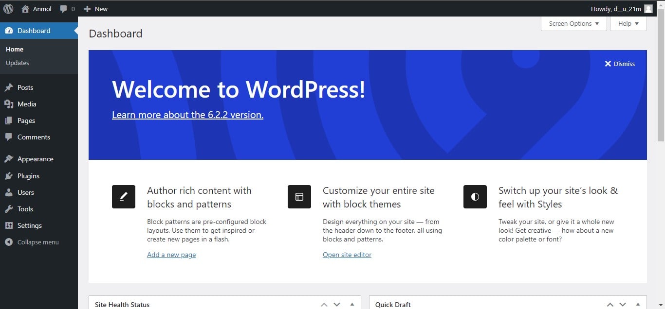 WordPress Dashboard