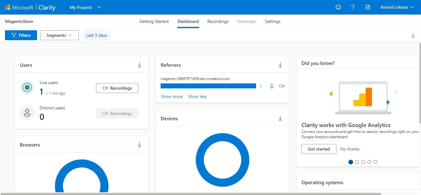 Microsoft Clarity Installation on Magento - Verification