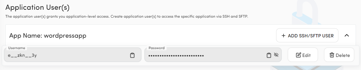Application users credentials