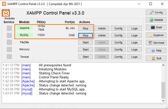 Magento on Localhost - XAMPP Control Panel