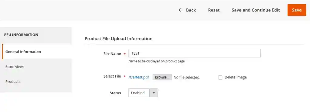 Product File Upload Information