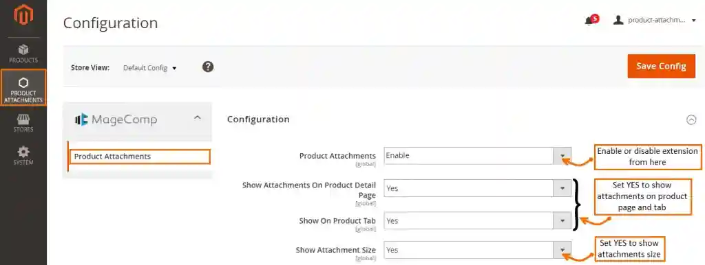 MageComp Product Attachments Configuration