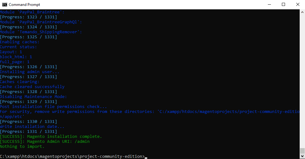 Magento 2 installed on Localhost using xampp and composer