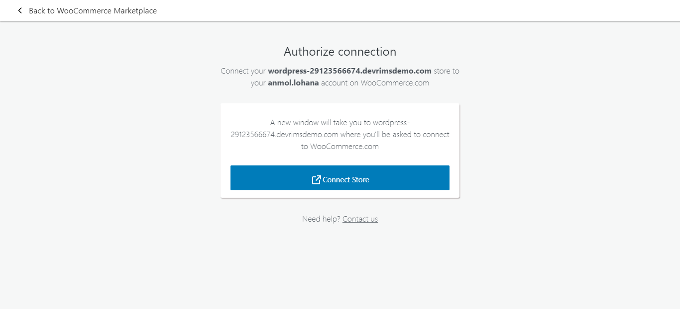 authorize connection page