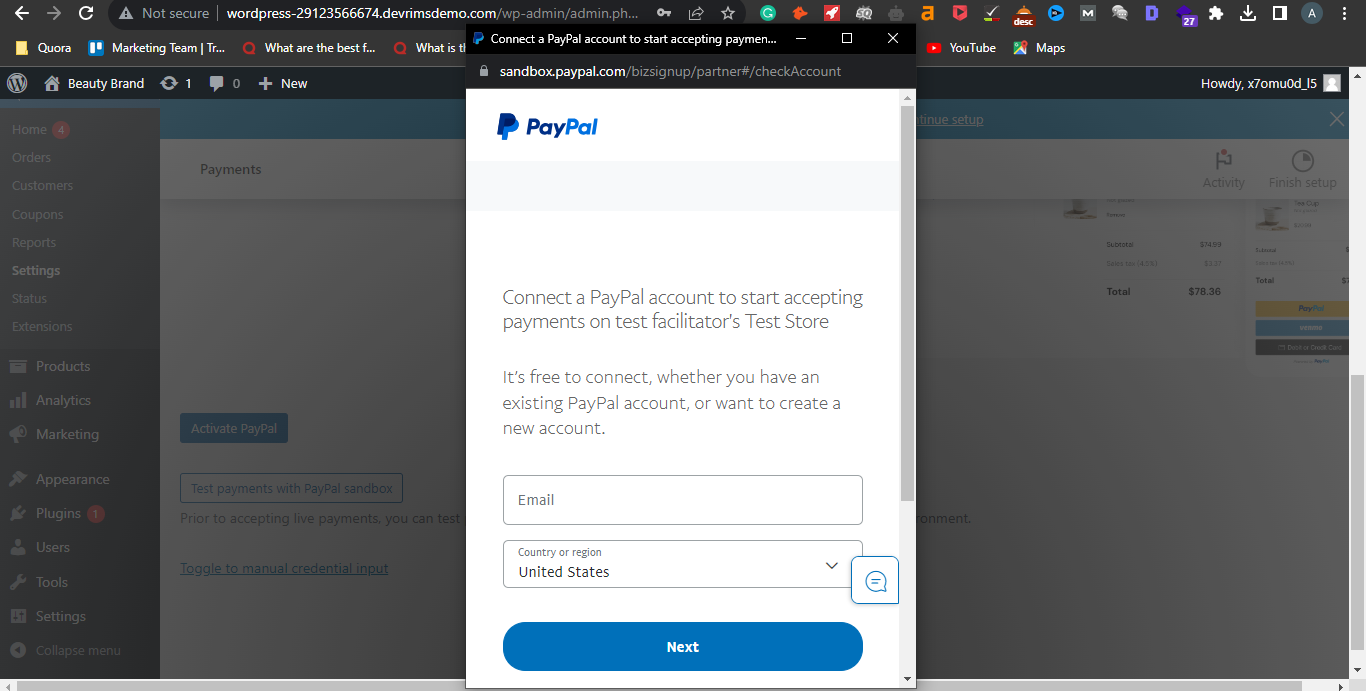 woocommerce guide - paypal account