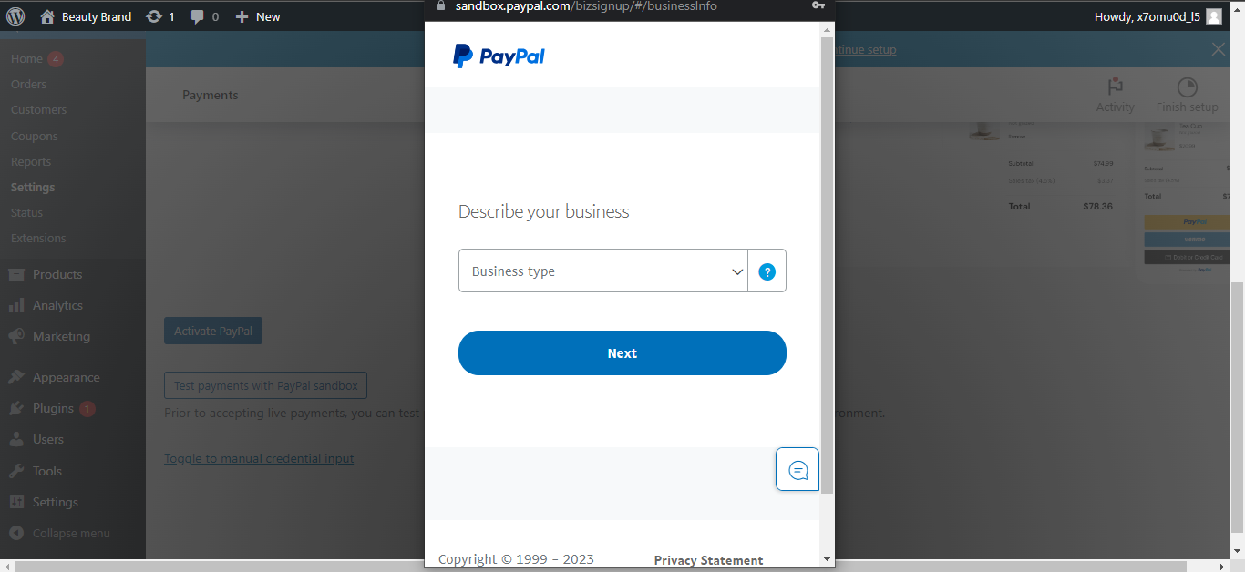 woocommerce guide - paypal account setup