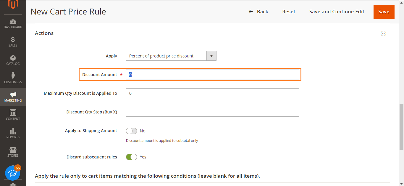 Magento Price Rule - Discount Amount of Cart Price Rule