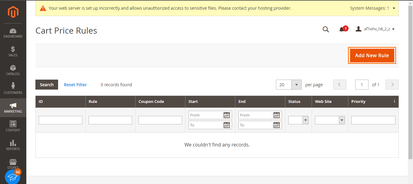 Magento Price Rule - New Cart Price Rule