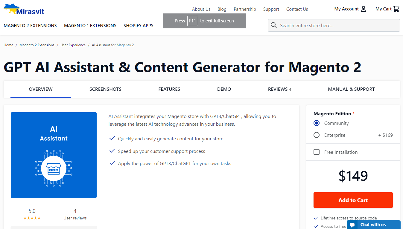 GPT AI Assistant & Content Generator for Magento 2 by Mirasvit
