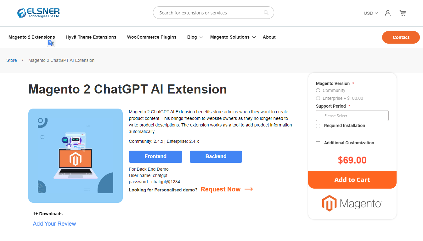 Magento 2 ChatGPT AI Extension by Elsner Technologies