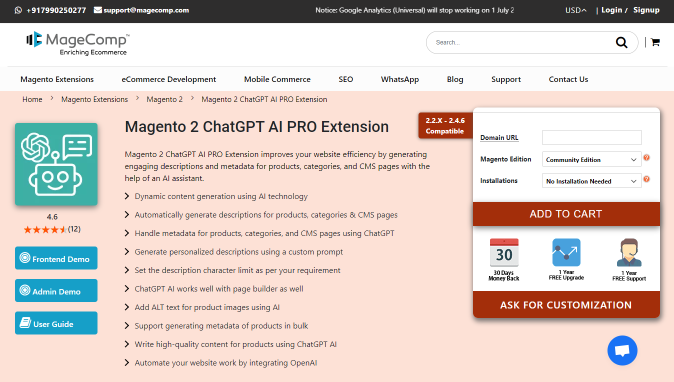 Magento 2 ChatGPT AI pro Extension by MageComp