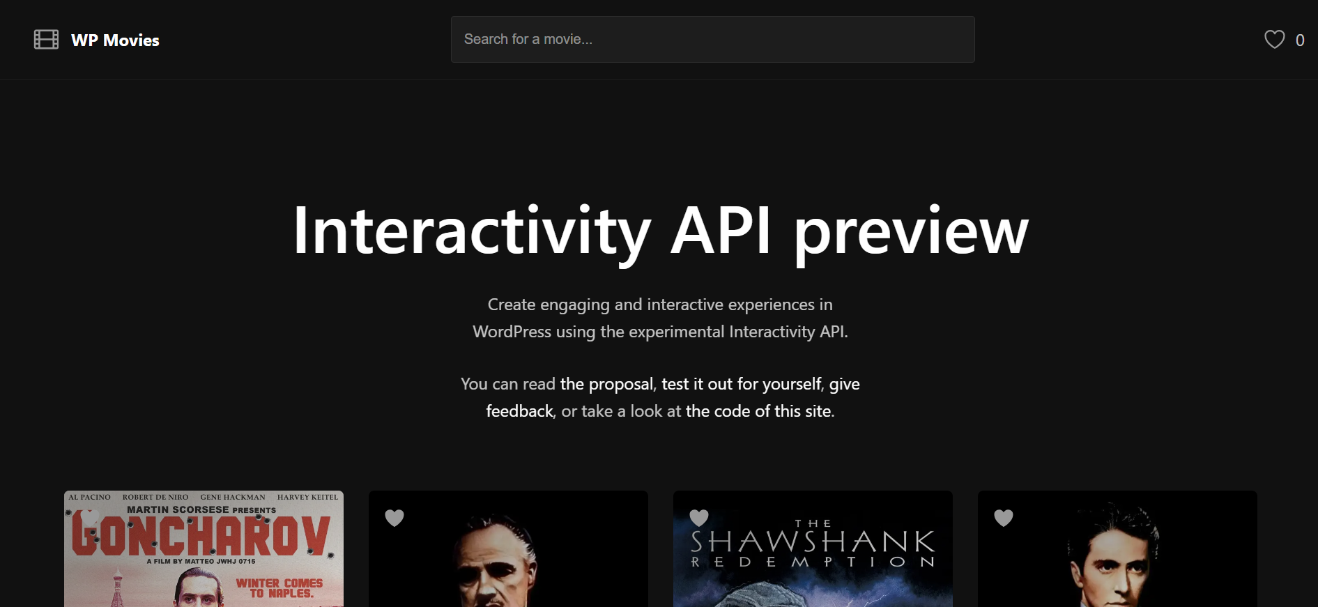 Screenshot of WordPress Interactivity API
