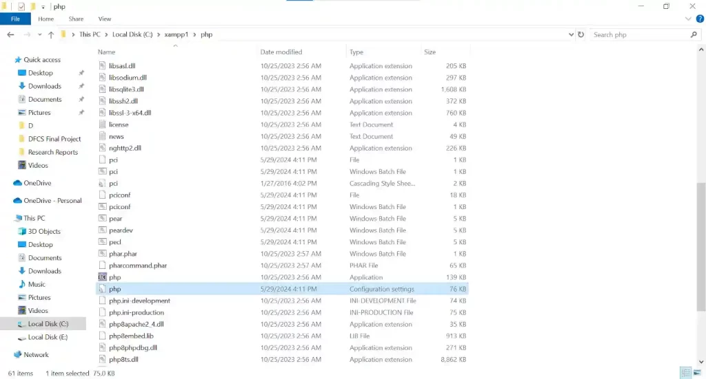php.ini file
