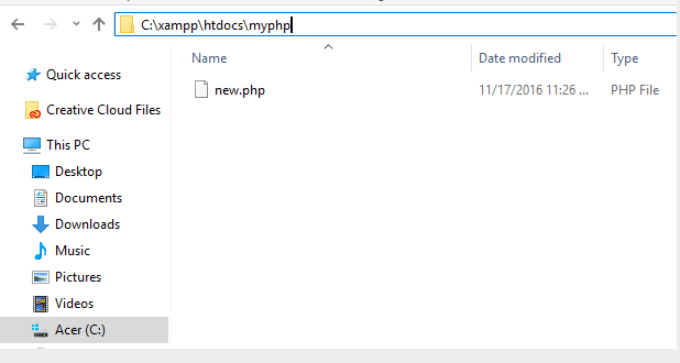 run a php file using xampp