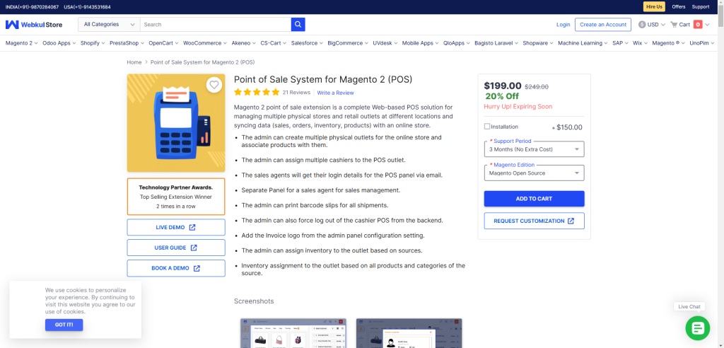 Magento POS system by Webkul