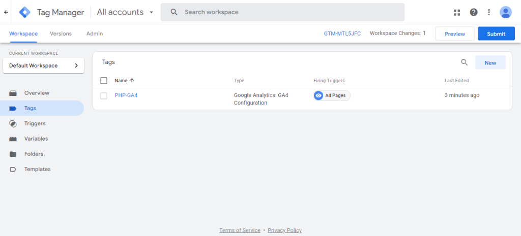 Google Tag Manger is Configured