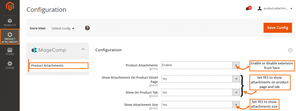 MageComp Product Attachments Configuration