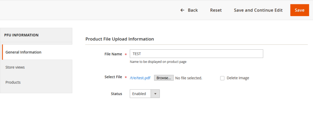 Product File Upload Information