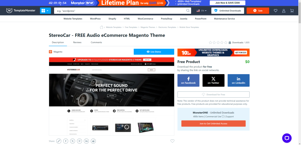 StereoCar - Free Audio eCommerce Magento Theme