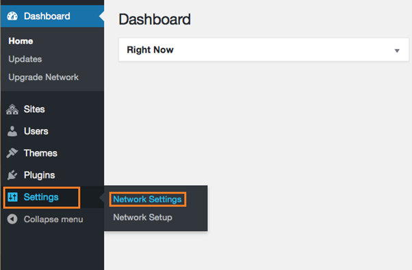 WordPress Dashboard Network Settings