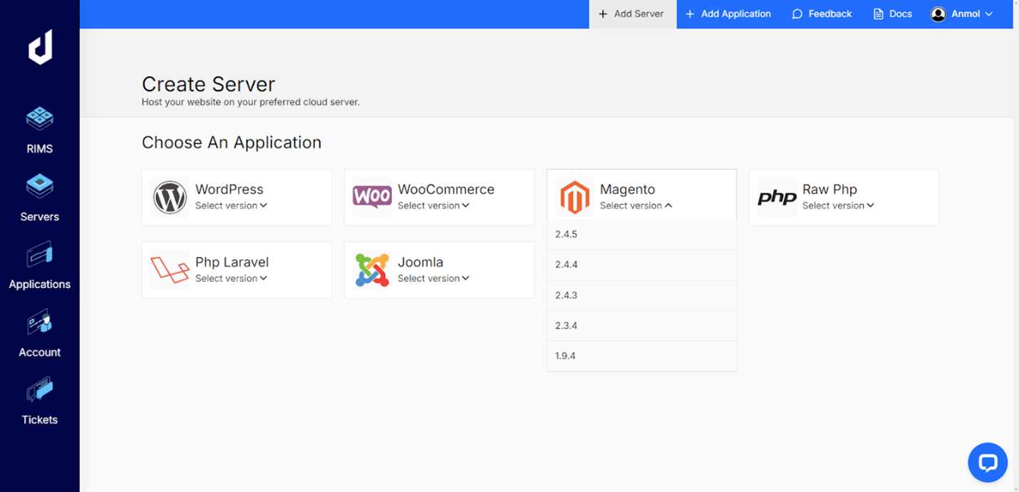 Choose Magento Application