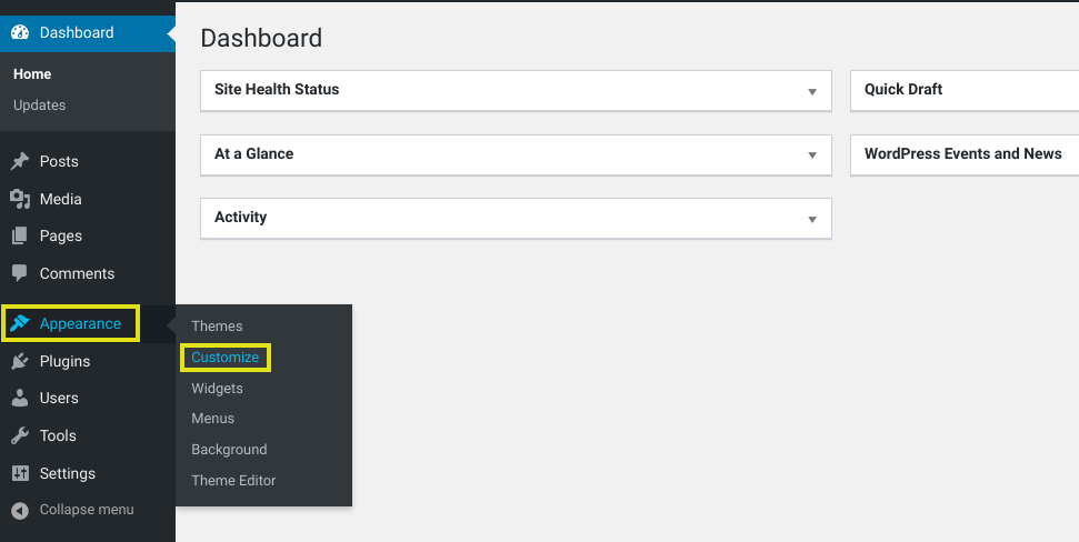 Method 1: Change the Footer Settings via Theme Customizer